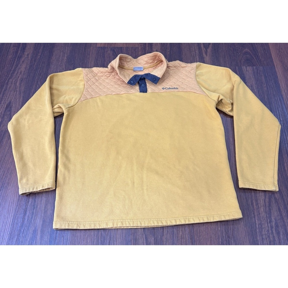 COLUMBIA MEN'S YELLOW FLATTOP RIDGE HALF SNAP PULLOVER FLEECE SIZE LARGE